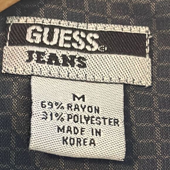 Guess Jeans Rayon Button Down Long Sleeve Shirt size Medium M USA - Picture 6 of 8